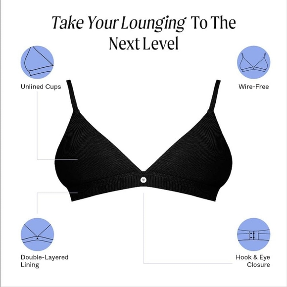 NWT PEPPER Matching SET Rib Knit Micro Modal Bra and Short Black size Large - Picture 4 of 6